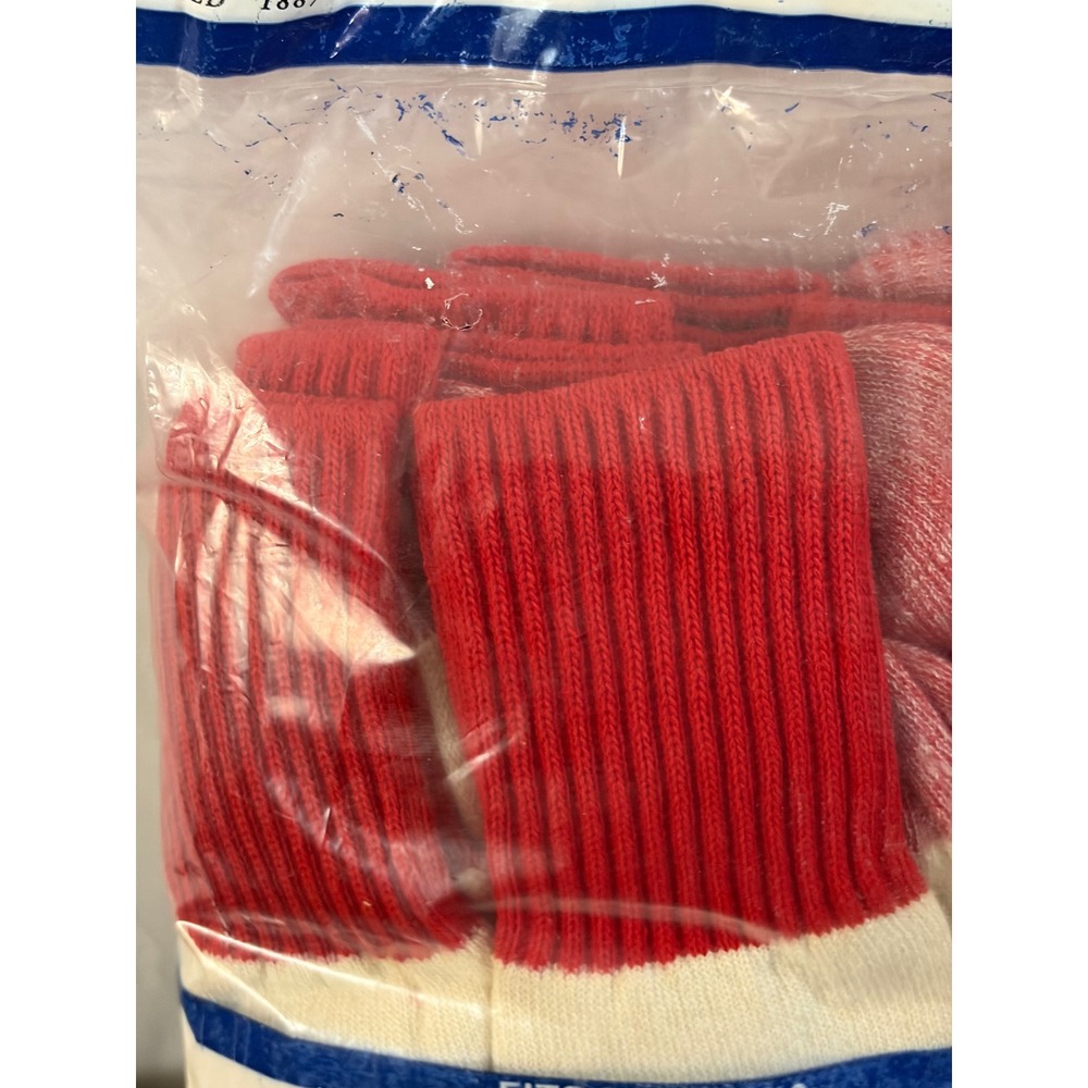 Sports Afield Boot Socks  10-13 Red Cream NEW Vintage Reinforced Heel Toe 6 Pair - Picture 3 of 5